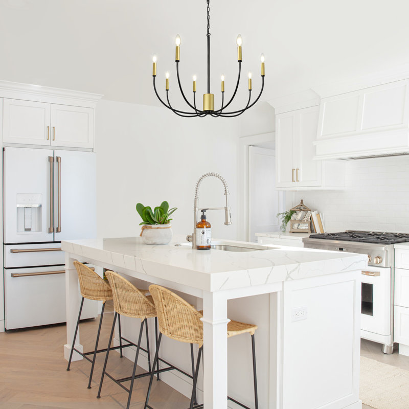 Rubinder 8 - Light Dimmable Classic / Traditional Chandelier, Black/Gold