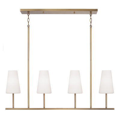 43" W x 15" H 4-Light Modern Linear Chandelier with Tapered Soft White Glass