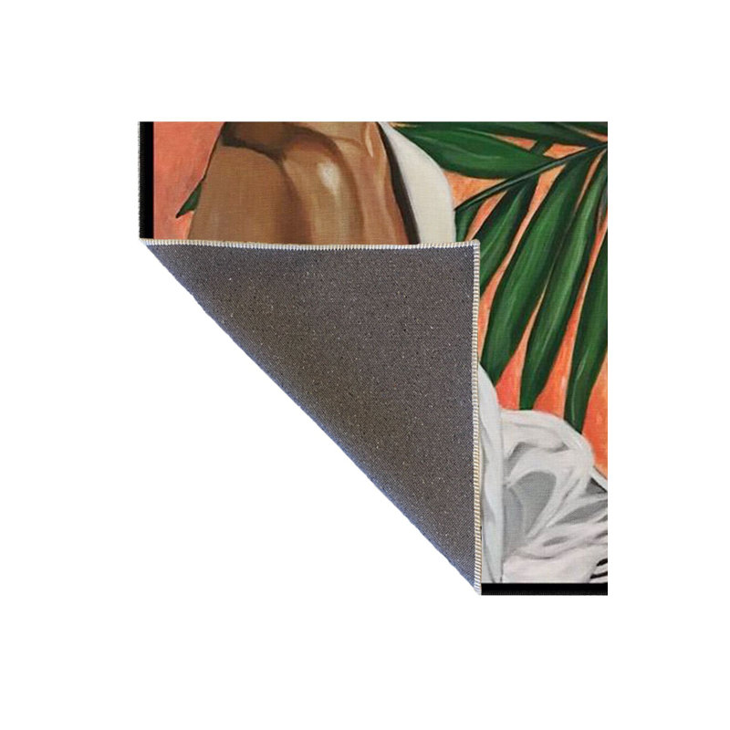 Tapis décoratif moderne et vert à motif de feuilles lavables, Tapis de couloir 4 pi 11 po x 9 pi 10 po inclus