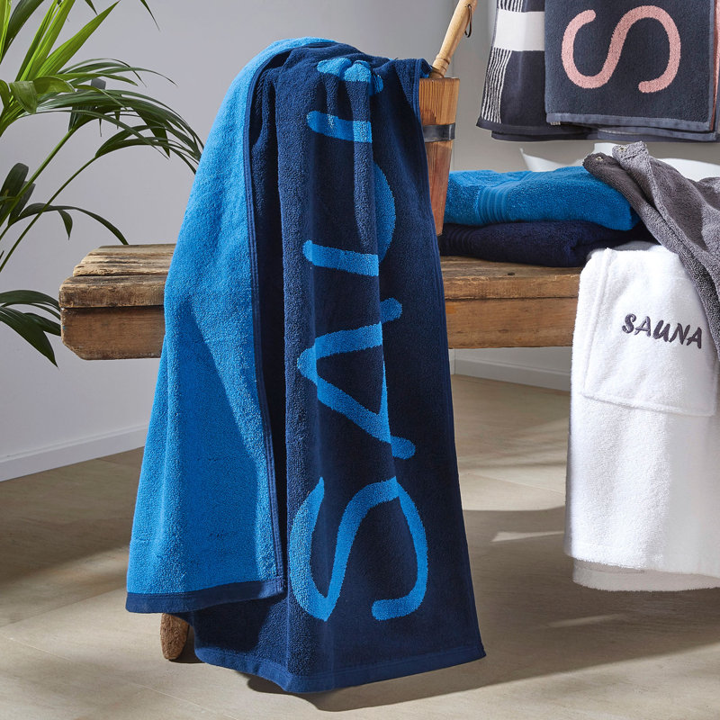 Sauna Midweight Jacquard Bath Sheet, Blue