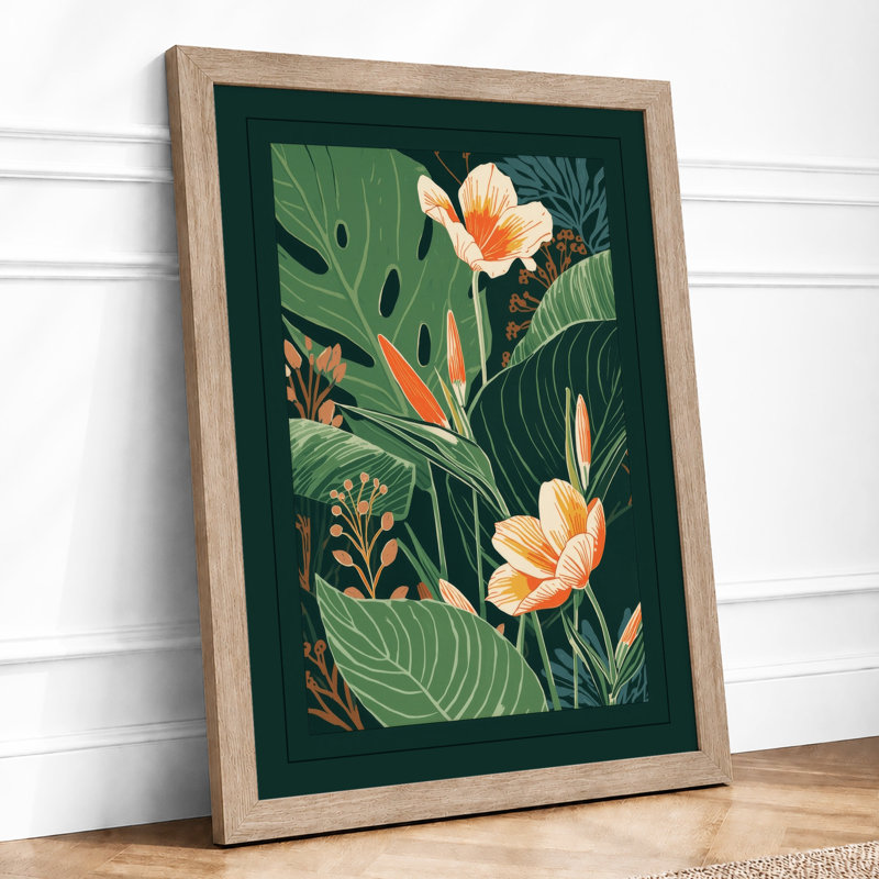 Tropical Garden Botanicals Botanical - Framed Print, Oak, A4 - 29.7 x 21.0 cm