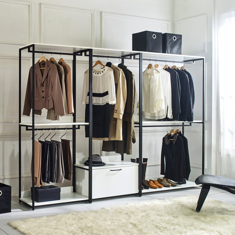 Metal And Wood Closet - Powder Coated Frame, Maximize Storage With Extra Depth Frame Water , Your