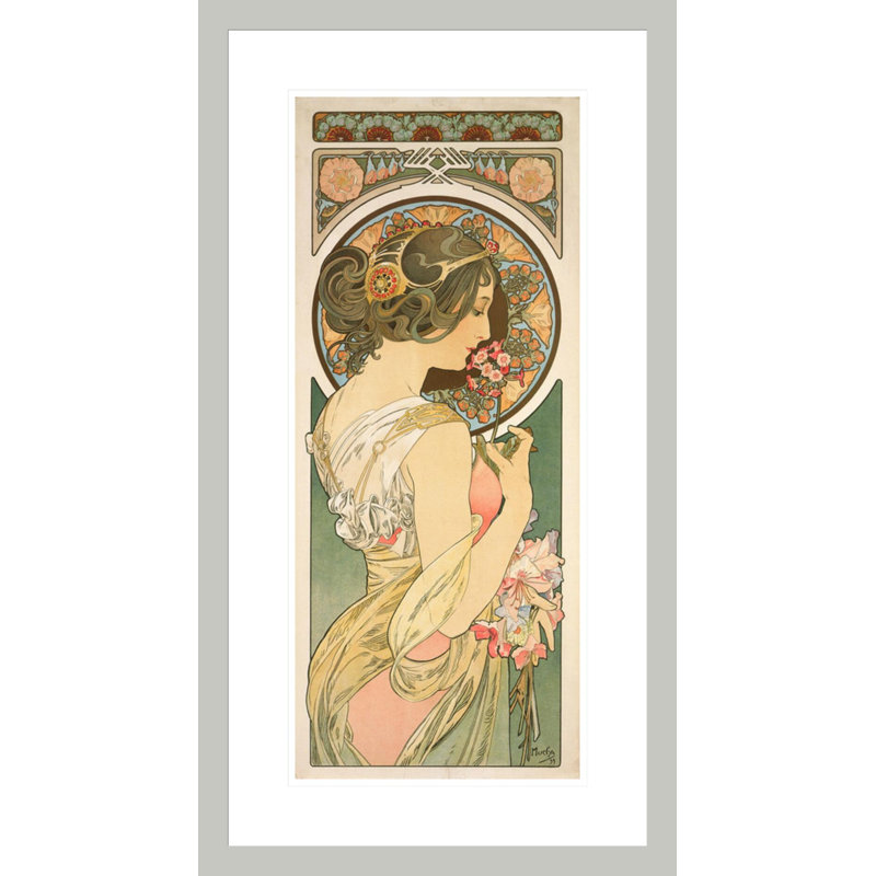 Primrose (1899) by Alphonse Mucha -Framed Giclee Print, 29.5" H x 16.1" W