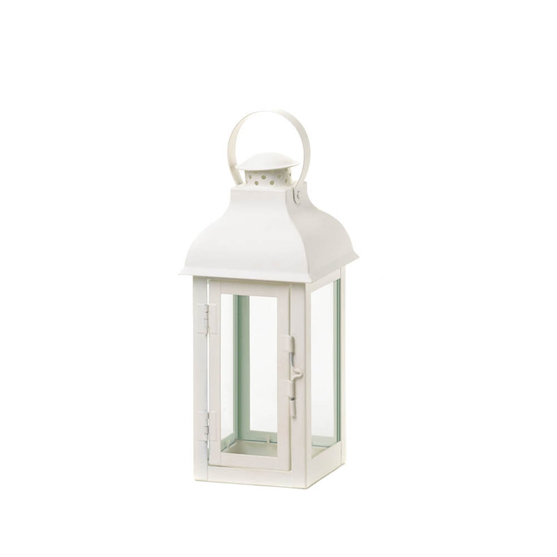 Lanterne en verre et en fer, H 12,75 po x l 4,75 po x P 4,75 po