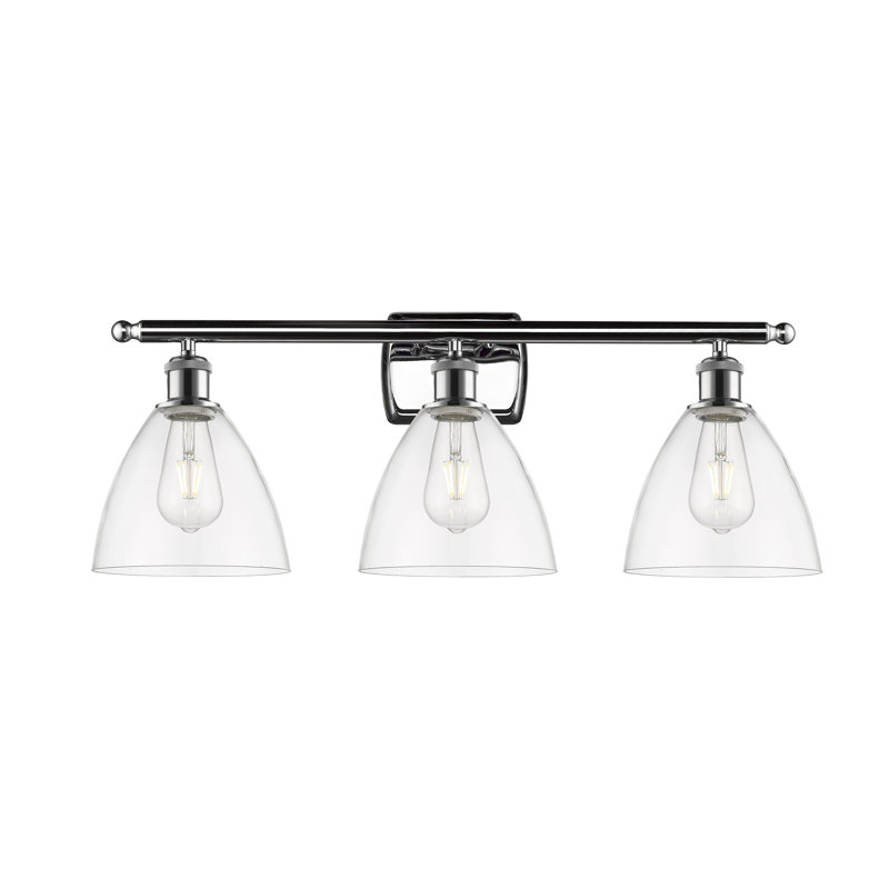 Éclairage pour meuble-lavabo 3 lumières Shauna, DEL, Transparent, Chrome poli
