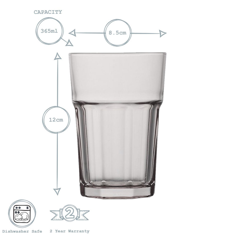 365ml Highball Glass, Green/Pink/Grey/Purple, 6