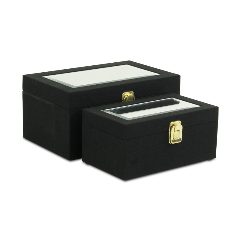Ensemble de 2 boîtes décoratives Aiyanna, Noir