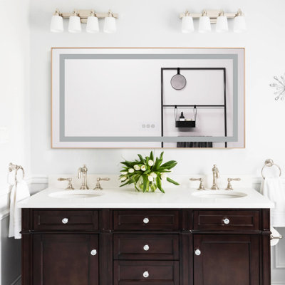 20"x28" Led Mirror Bathroom Vanity Mirror With Back Light,wall Mount Multifunctional Vanity Mirror,brushed Gold Aluminium Frame