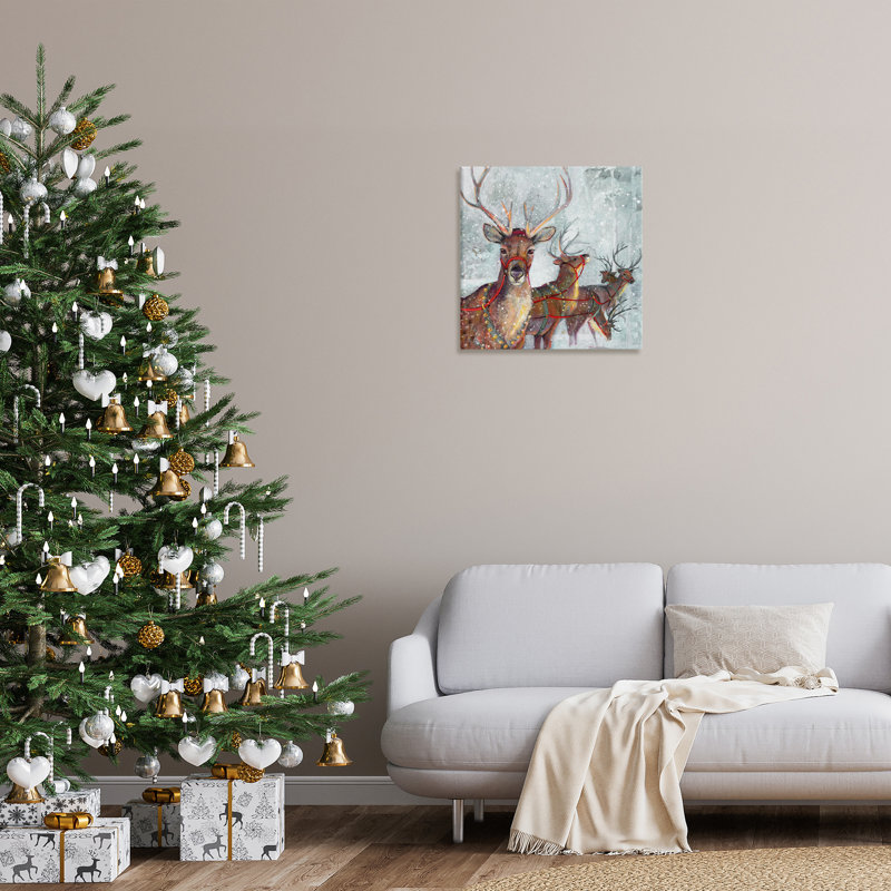 «Winter Reindeer Holiday Landscape» par Ruane Manning, H 24 po x l 24 po x P 1,5 po