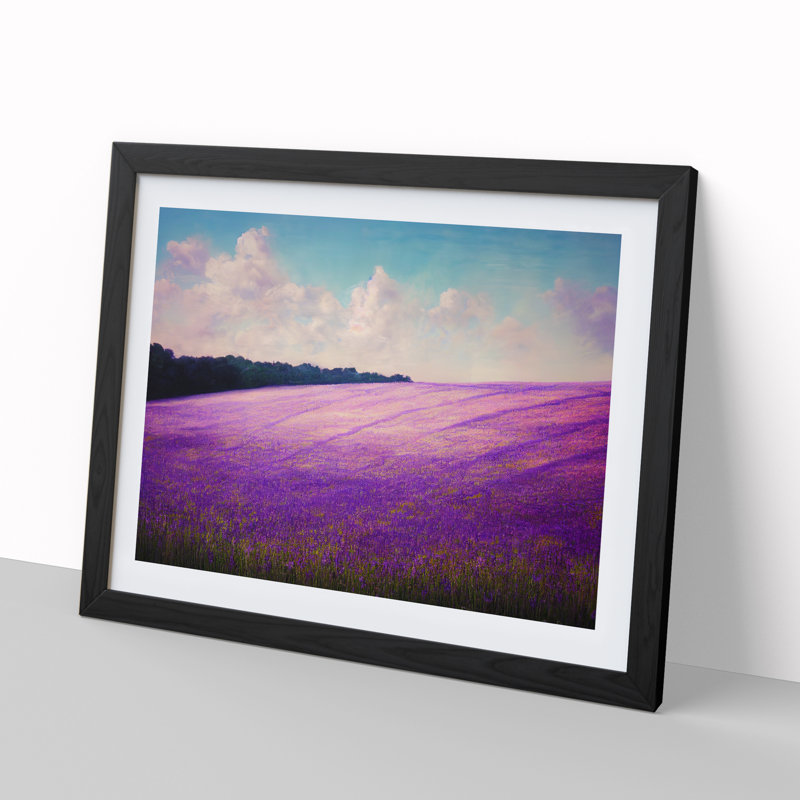 Dynamic Bluebell Field - Single Picture Frame Painting, Black, 25cm H x 34cm W x 2cm D