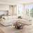 U Shape Sectional Sofa with Pull Out Bed, Sleeper Sectional Couch with Storage, Beige-93679249