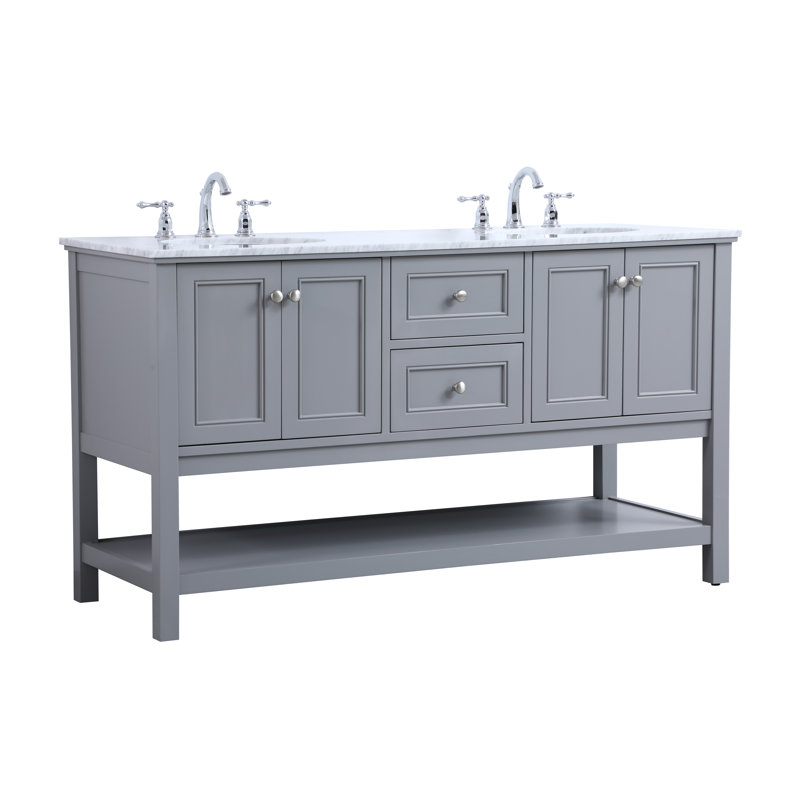 Ensemble de meuble-lavabo double 60 po Bonsai, Gris