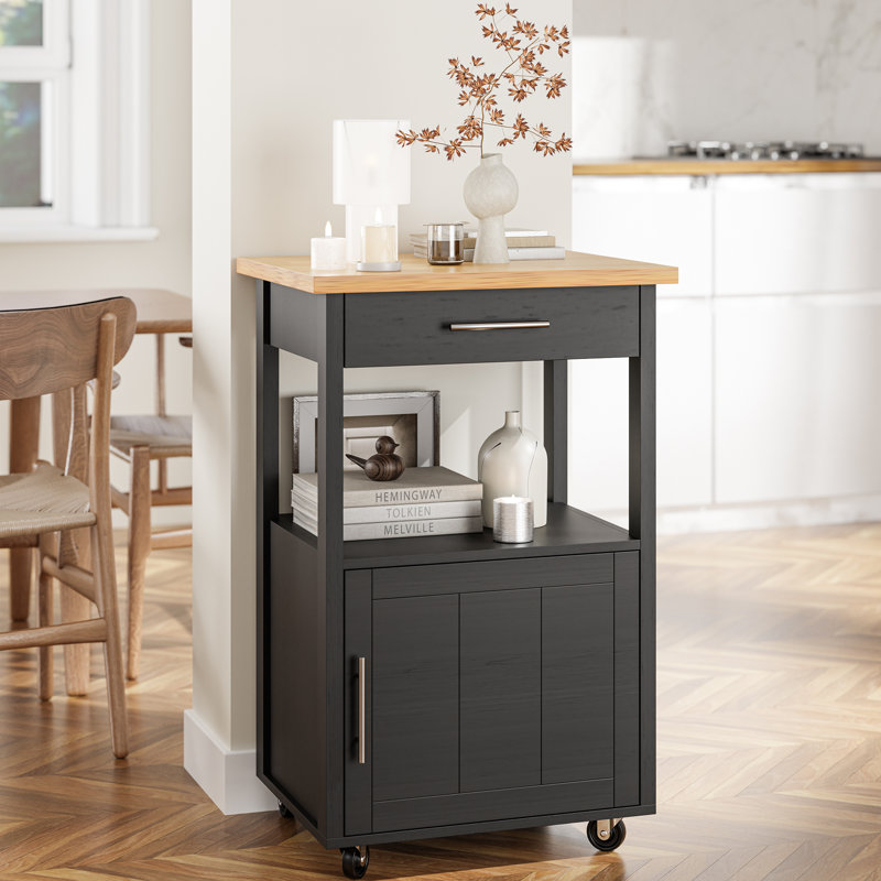 Chariot pour îlot de cuisine avec rangement Arthalia, Noir