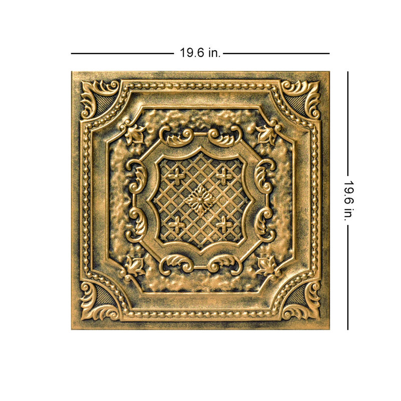 Antique Brass Faux Tin Glue-Up Ceiling Tile Set