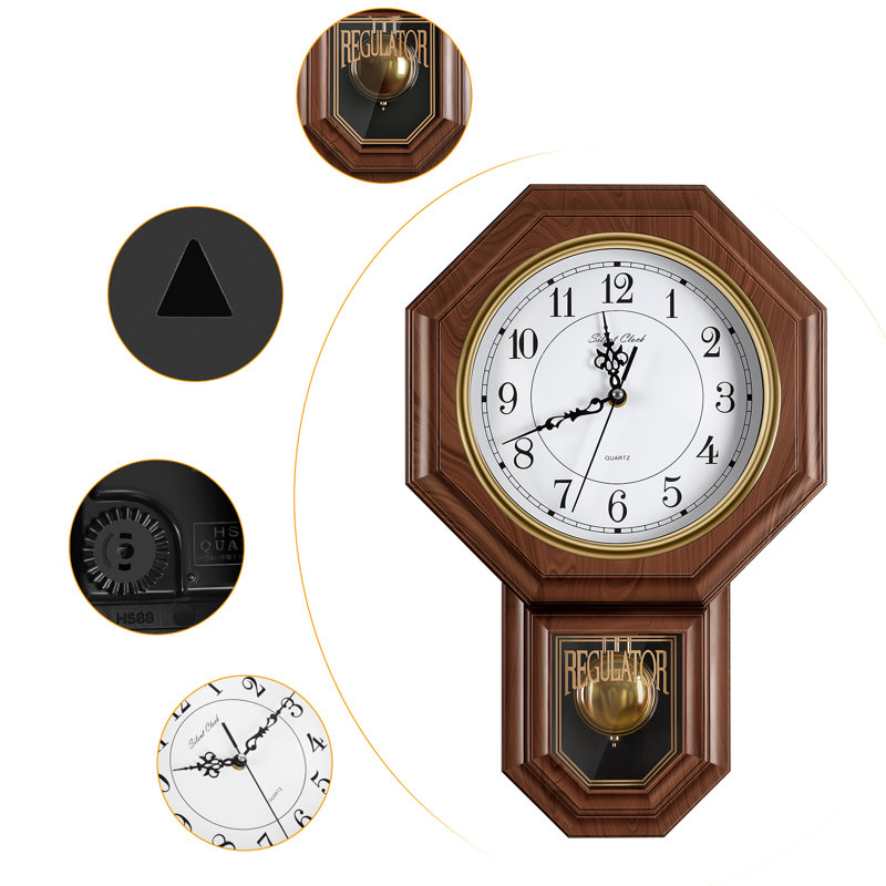 Horloge murale rétro à quartz brun