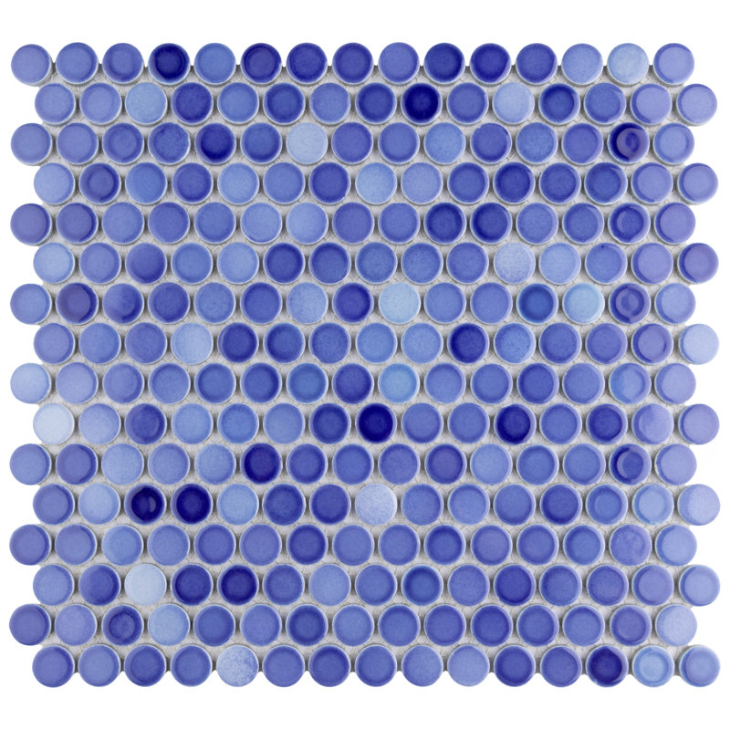 Hudson Penny Round Niagara 11-7/8" x 12-5/8" Porcelain Mosaic Floor and Wall Tile