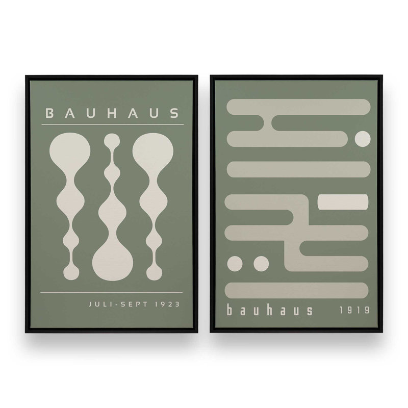 Ensemble rétro de 2 pièces Bauhaus, Cadre flottant noir satiné, H 19 po x l 26 po