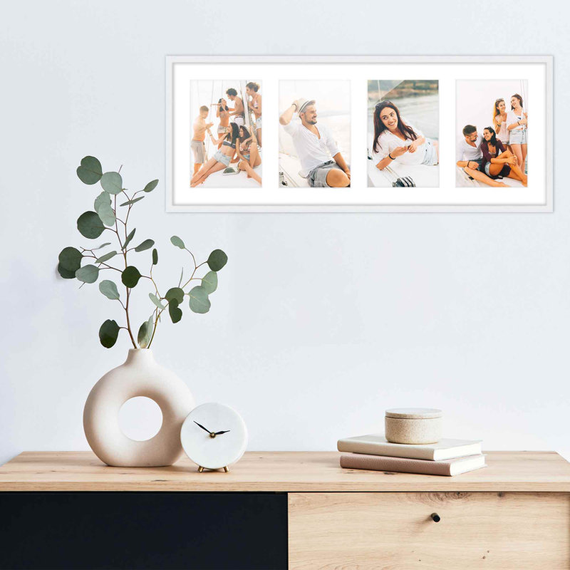 Cadre en bois, Blanc, 8,5 po x 23 po, 5 po x 7 po