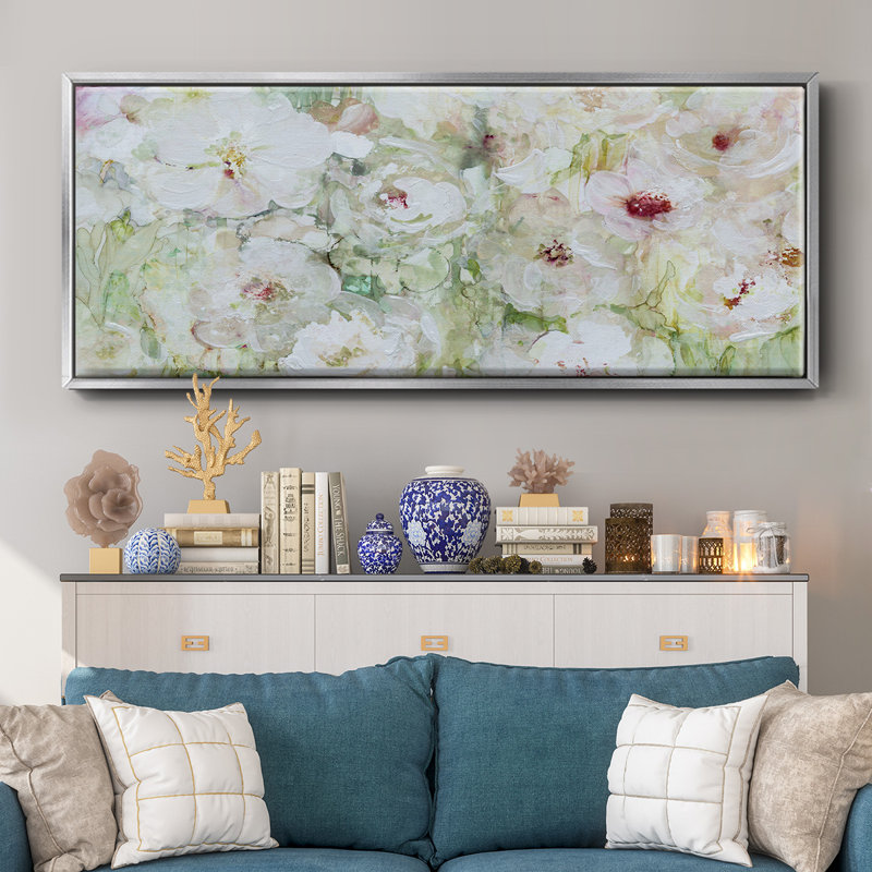 Jardin Blanc- Framed Canvas, 8" H x 20" W