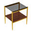 Ensemble de 2 tables de bout rectangulaires, plateau en verre trempé avec panneau de fibres à densité moyenne, table de salon moderne, verre gris, table-167623965-167623938