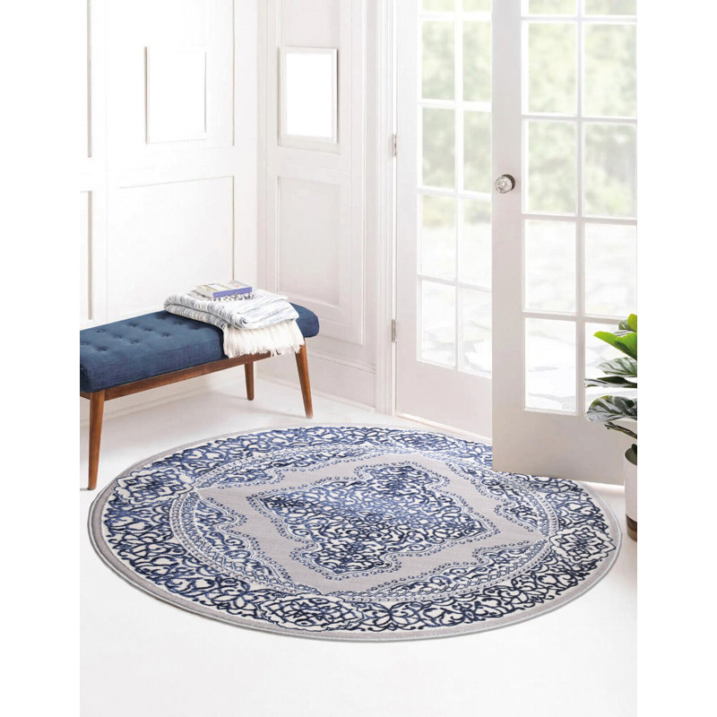 Benancia Floral Indoor / Outdoor Area Rug, Round 120cm