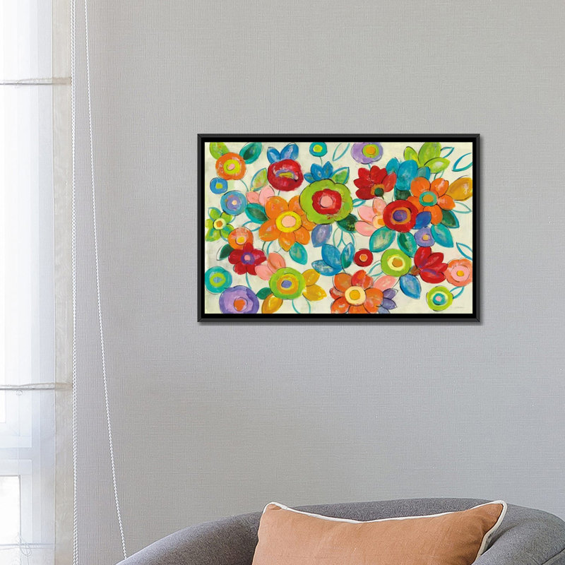 «Bright Decorative Flowers I» par Silvia Vassileva, impression sur toile tendue, H 18 po x l 26 po x P 1,5 po, Pas de tapis