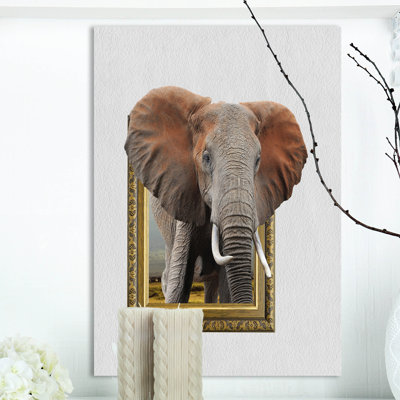 " Elephant In Wooden Frame "