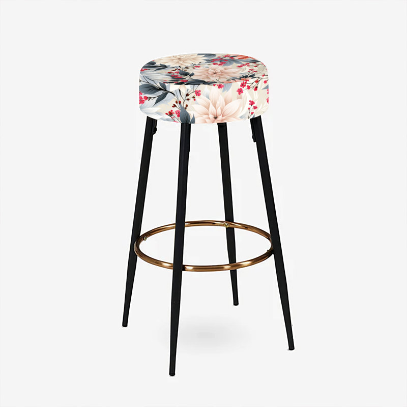 Ensemble de 2 tabourets de bar roses et bleus à géométrie florale Serenade Melody