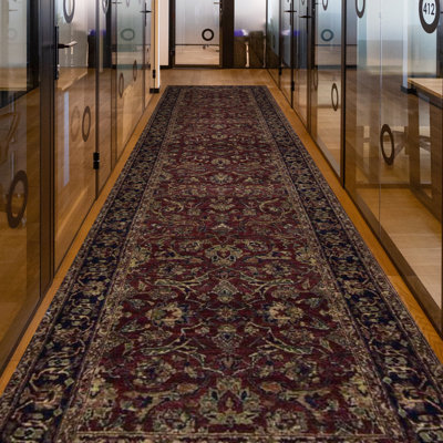 Tapis vin et bleu marine de haute qualité noué à la main