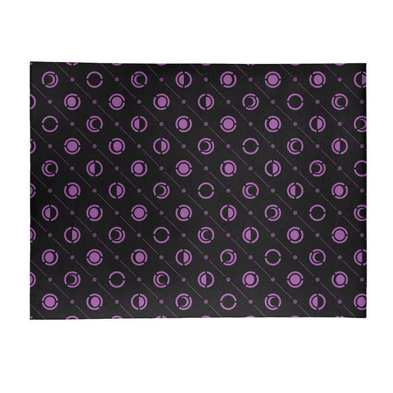 Tapis noir/mauve à phases de lune, Rectangle 8 pi x 10 pi
