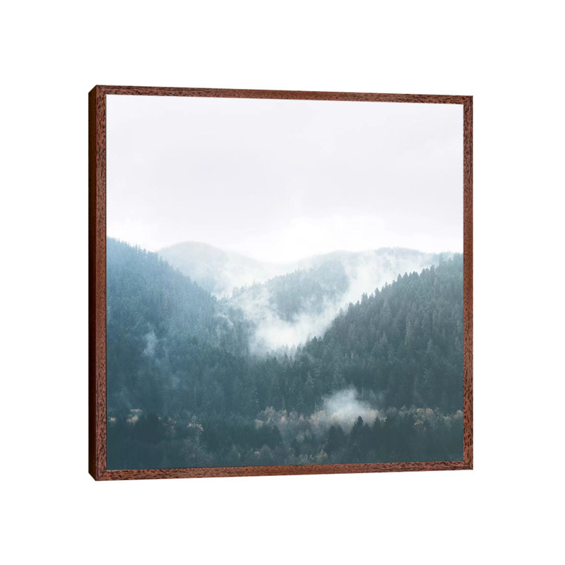 Landscape I Blue by Laura Marshall - Painting on Canvas, 45.72cm H x 45.72cm W x 3.81cm D, Classic Brown Wood Framed