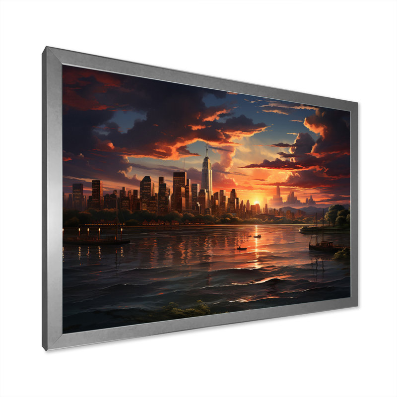 Rendez-vous au crépuscule au coucher du soleil, H 12 po x l 20 po x P 1 po, Cadre photo argenté
