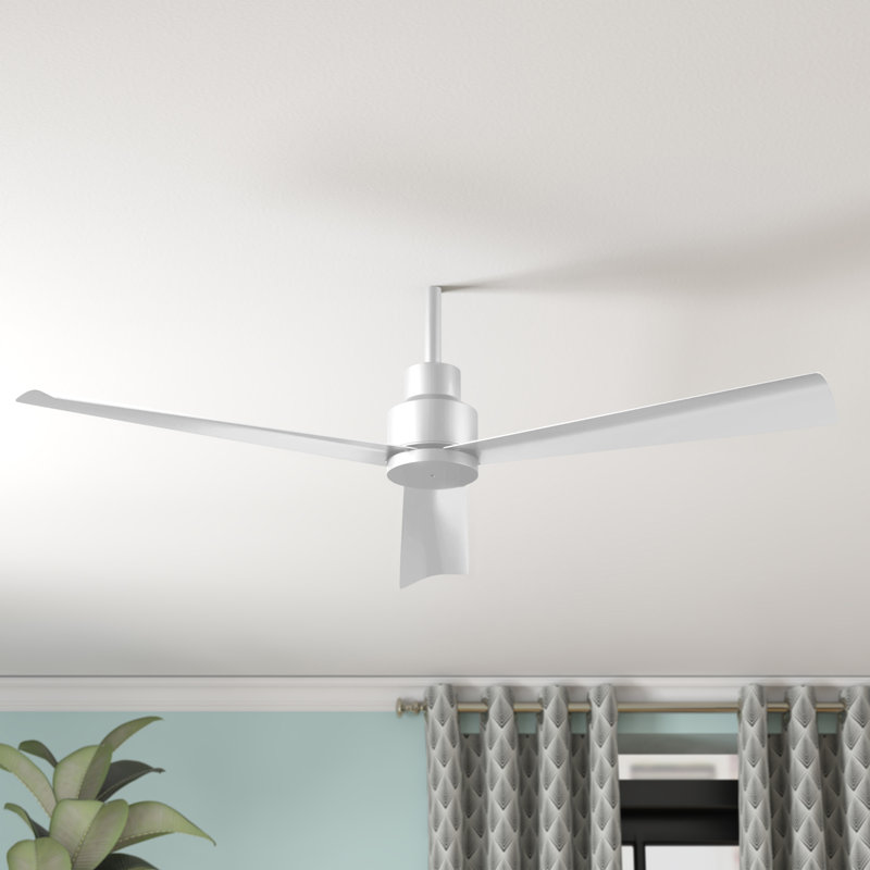 44" Simple 3 - Blade Outdoor Propeller Ceiling Fan with Remote Control, White
