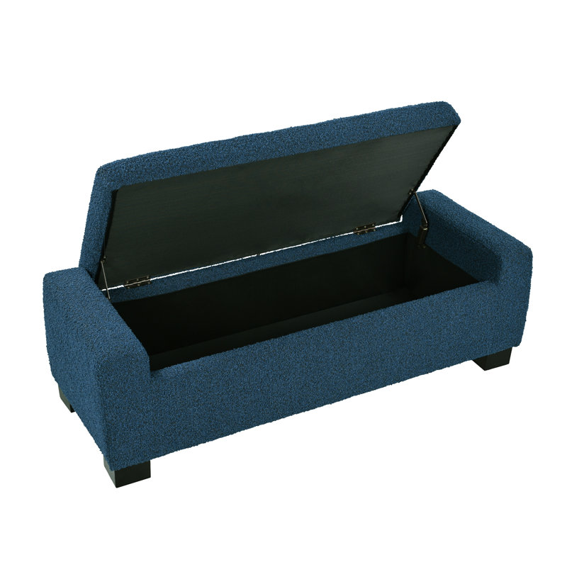 Banc de rangement avec repose-pieds de 50 po en tissu texturé avec couvercle à charnières, repose-pieds rectangulaire moderne et rangement dissimulé pour le salon, la chambre à coucher ou le vestibule