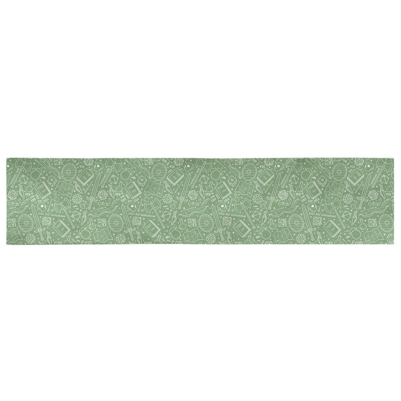 Chemin de table géométrique avicia, 90 po x 16 po, Vert / blanc, Polyester
