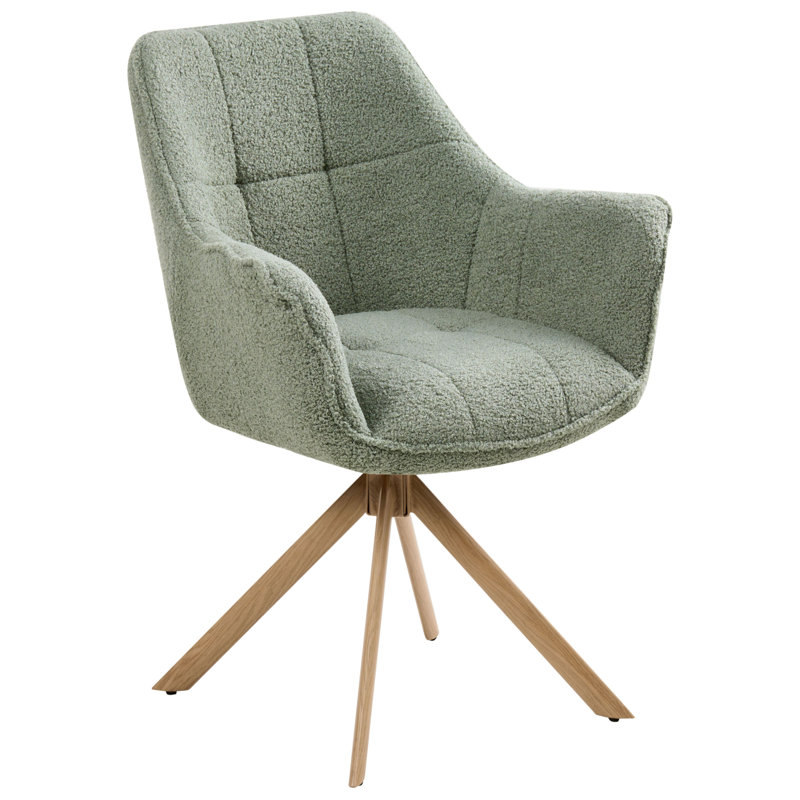 50cm H Tufted Polyester Upholstered Metal Upholstered Back Side Chair, Light Green