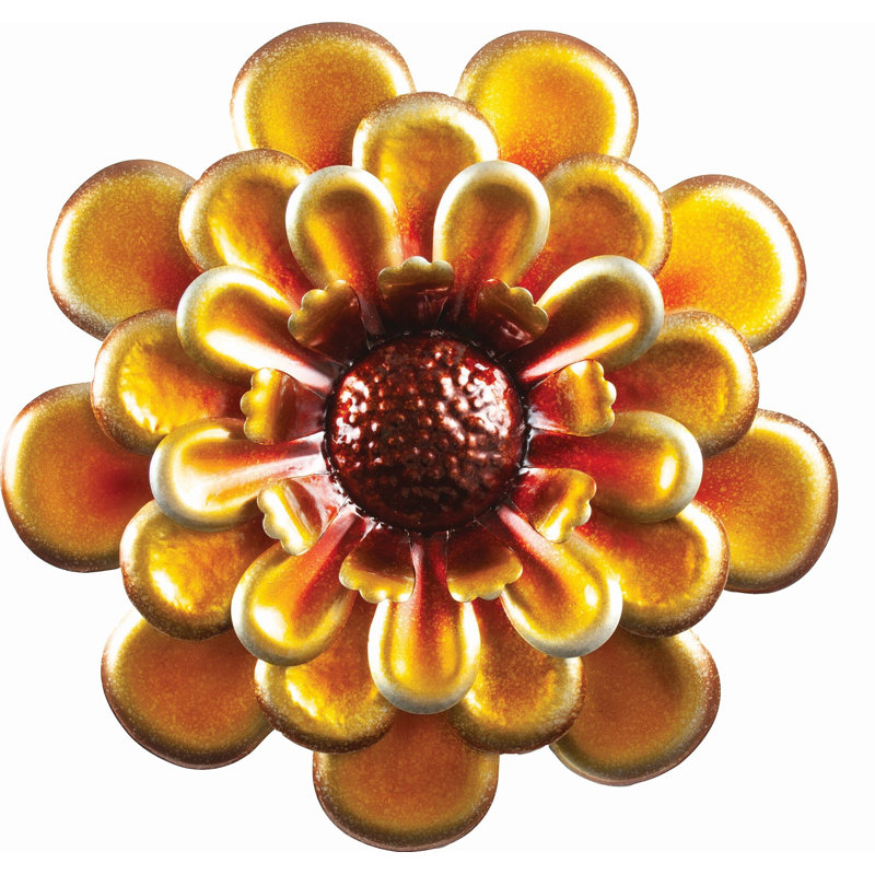 Décoration murale fleur jaune en métal