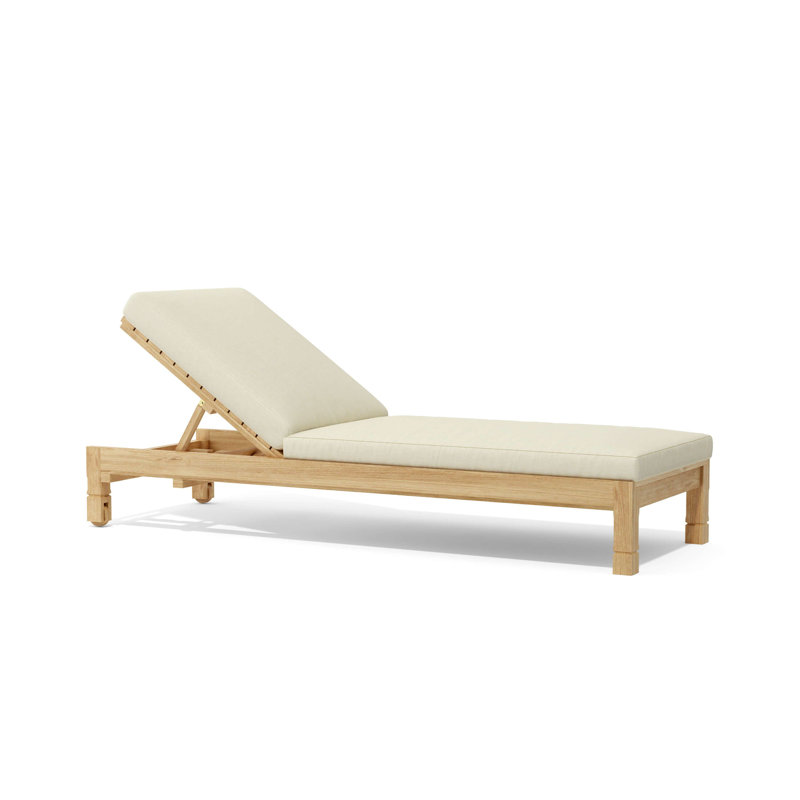 South Bay Outdoor Teak Chaise Lounge, Canvas Natural