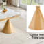 Table de salle à manger extensible de luxe moderne, plateau de table en pierre de marbre blanc avec pieds en métal effilés blancs, table de salle à manger rectangulaire multifonctionnelle pour 4 à 8 membres de la famille-131073770
