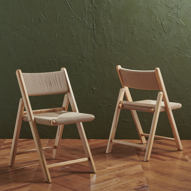 Shaylie Paper Cord Folding Dining Chair, Natural 