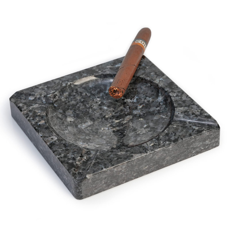 Cendrier à cigare en granit naturel, grand cendrier carré de 7,28 po (bleu perle)