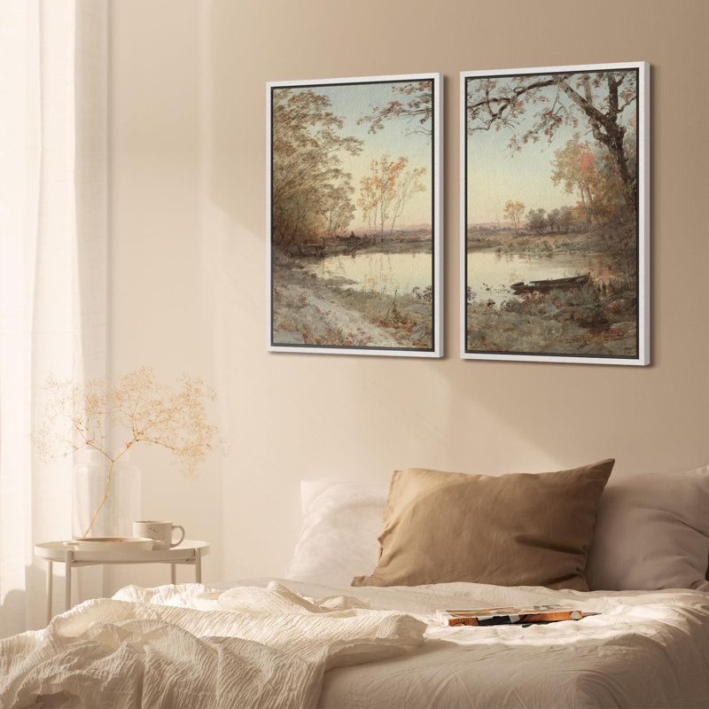 «Autumn Whispers», 2 pièces sur toile, H 36 po x l 48 po, Blanc