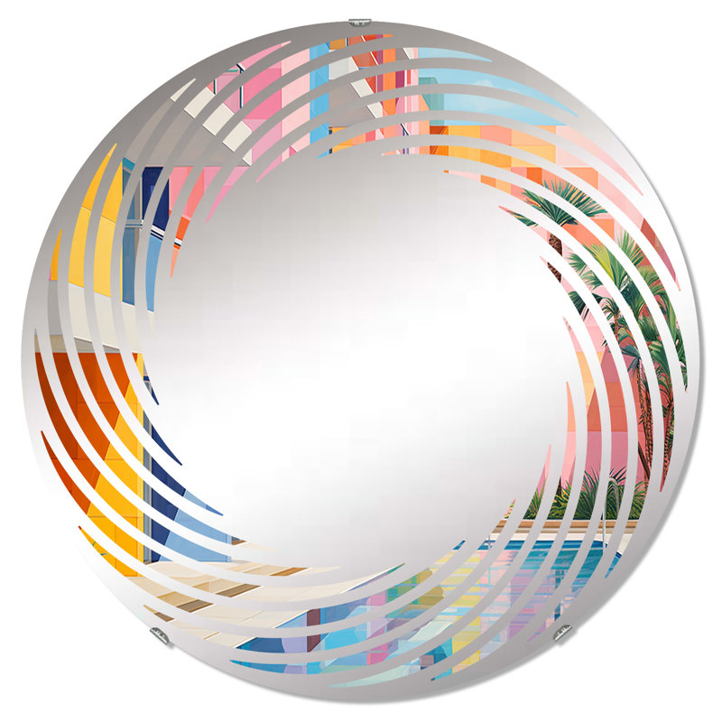 Minimalisme hôtels loge III - Miroir mural en spirale-MIR113931-Rond, 23,6 po x 23,6 po