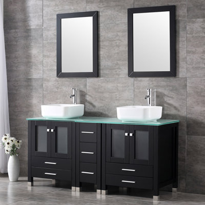Eleftheria 61.5'' Double Bathroom Vanity Set with Mirror