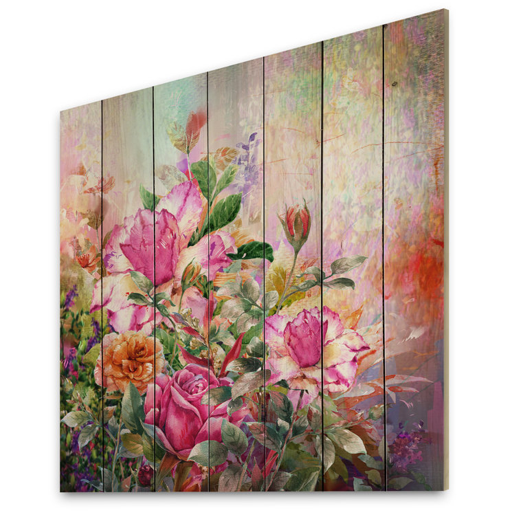 Red Barrel Studio® Vintage Spring Garden Flowers XIII On Wood Painting ...