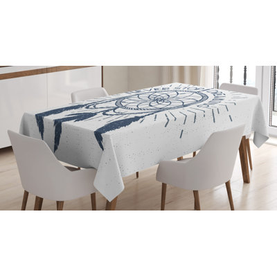 Ambesonne Saying Tablecloth, Inspirational Never Stop Dreaming Lettering Dreamcatcher Modern Illustration, Rectangular Table Cover For Dining Room Kitchen Decor, 60" X 84", White Blue