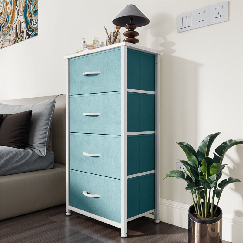 17.7'' W 4 - Drawer Dresser, Green/White