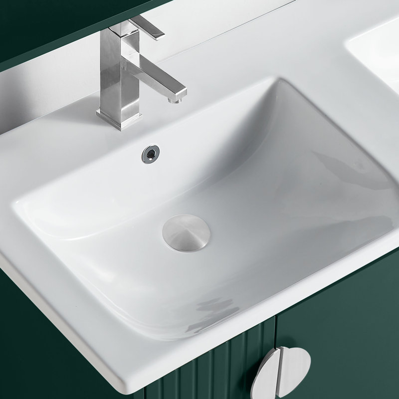 Ensemble de meuble-lavabo double 47 po Saimah, Chrome poli, Vert