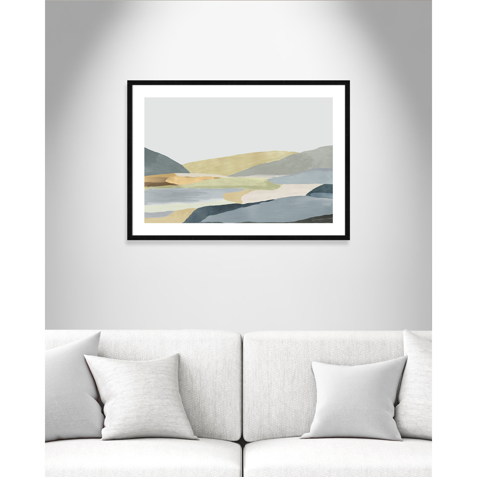 Blair "Warm Hills II" Painting, 25.5" H x 35.5" W x 0.75" D, Black Framed Paper