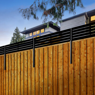 Linea Galvanized Steel Wall and Fence Extension Privacy Panel, Black by OUTDECO